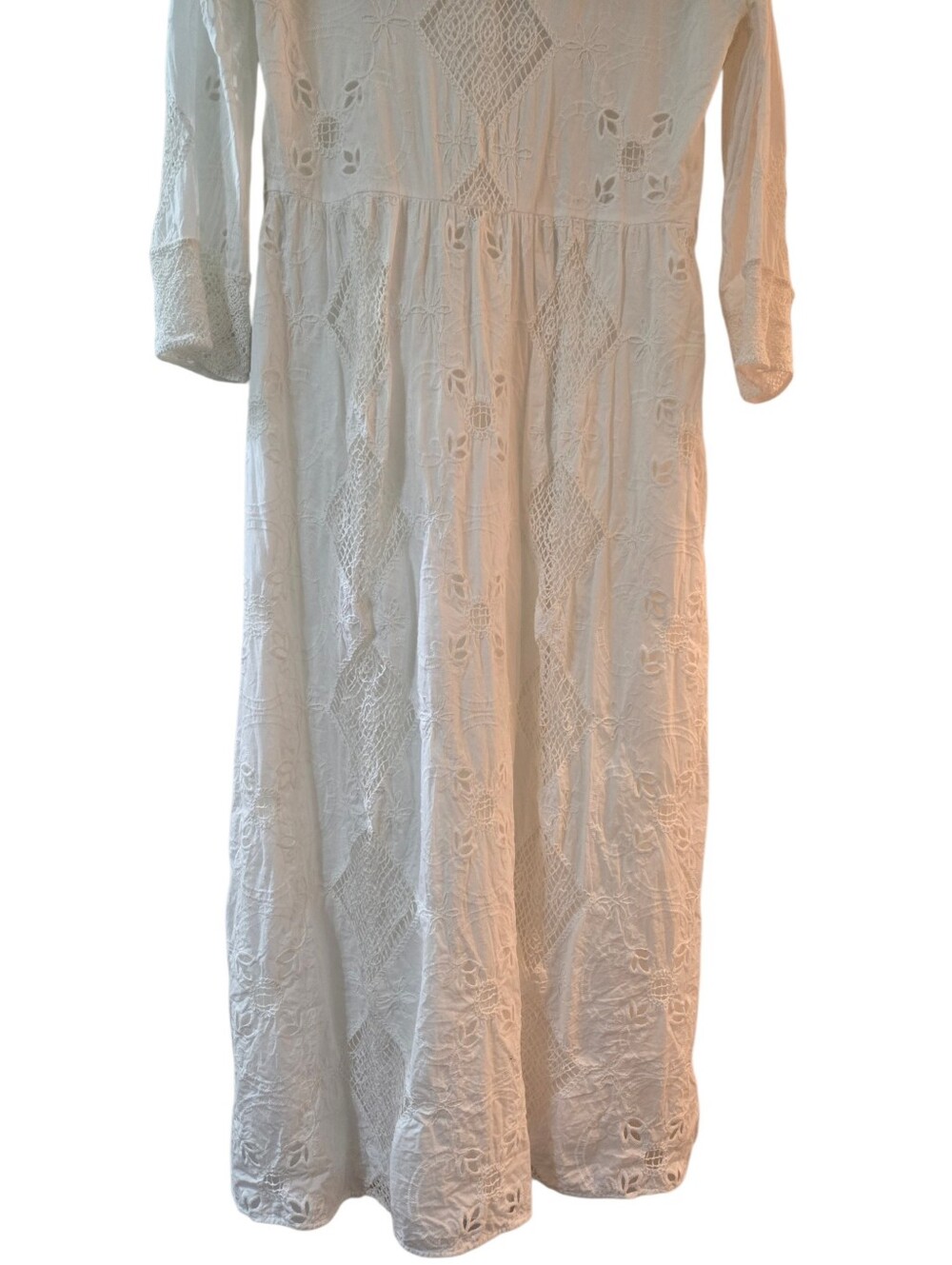 Zara White Eyelet Lace Belted Midi Shirt Dress M - Picture 11 of 14